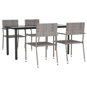 Set da Pranzo da Giardino 5 pz Grigio in Polyrattan 3156754