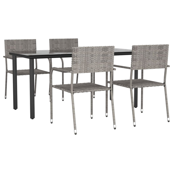 Set da Pranzo da Giardino 5 pz Grigio in Polyrattan 3156754