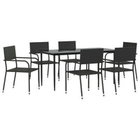 Set da Pranzo da Giardino 7 pz Nero in Polyrattan 3156759