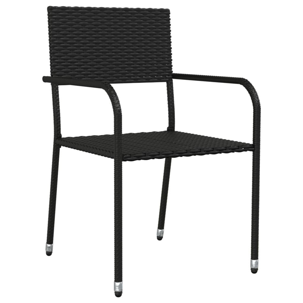 Set da Pranzo da Giardino 7 pz Nero in Polyrattan 3156759