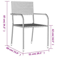 Set da Pranzo da Giardino 7 pz Grigio in Polyrattan 3156763