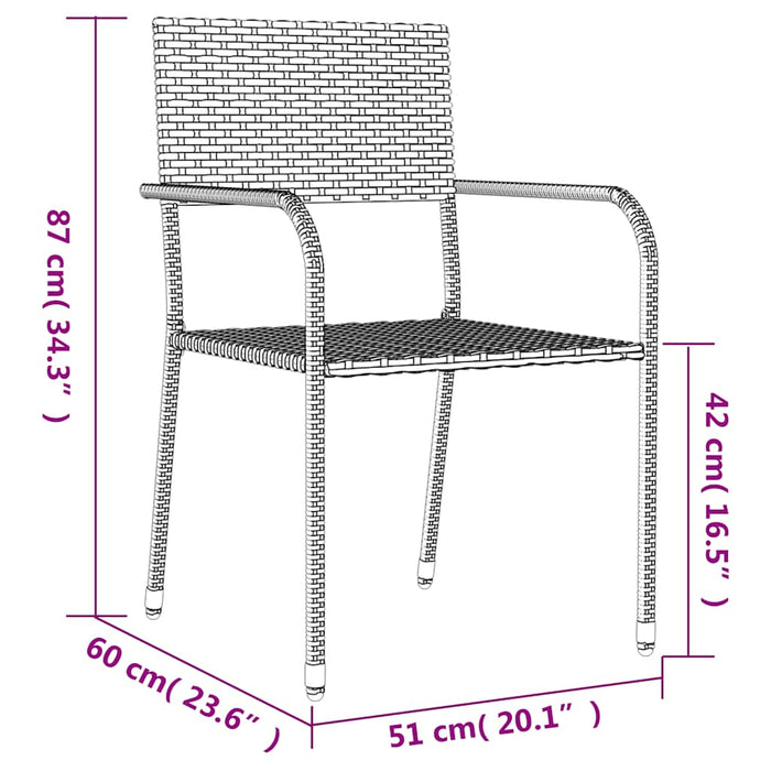 Set da Pranzo da Giardino 7 pz Grigio in Polyrattan 3156763