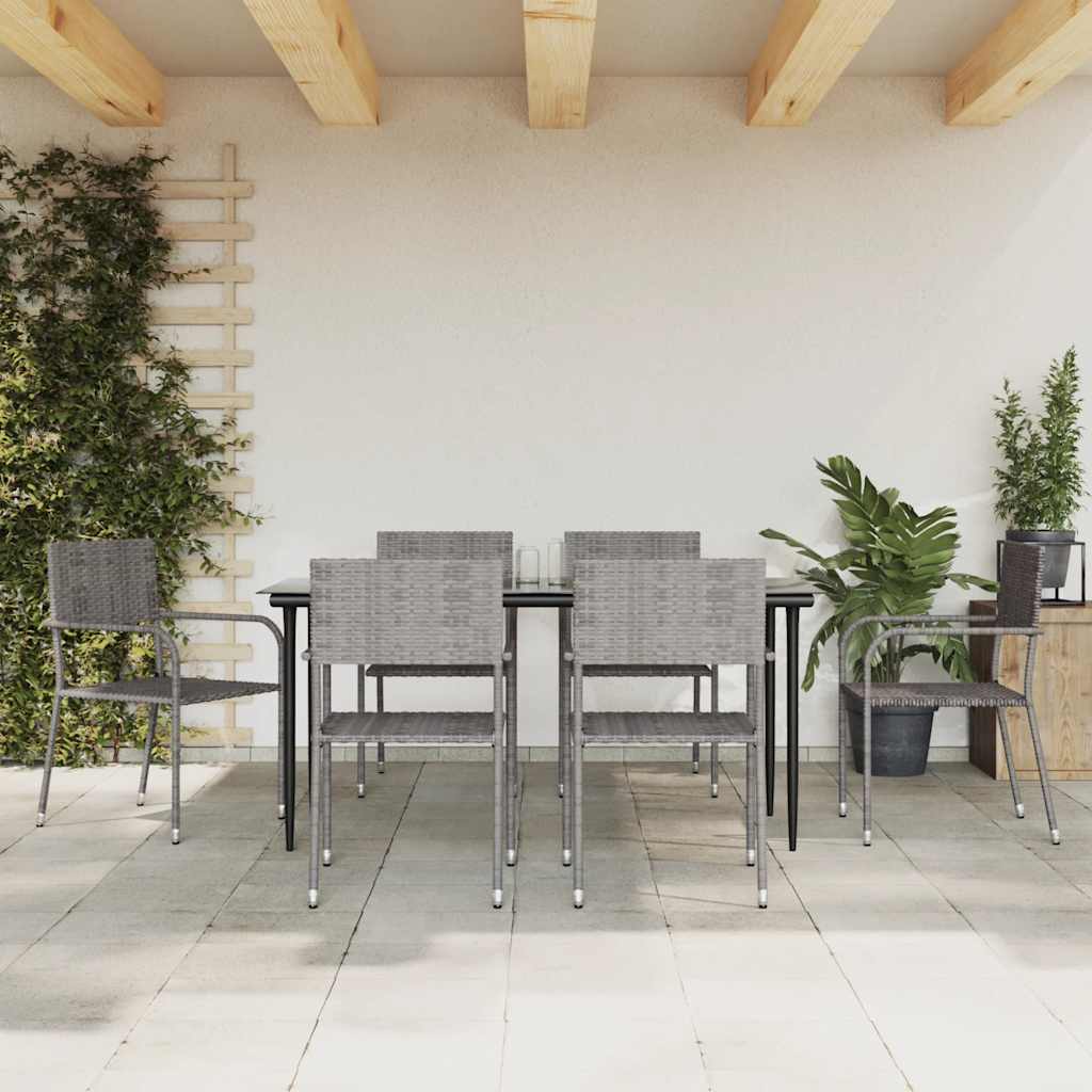 Set da Pranzo da Giardino 7 pz Grigio in Polyrattan 3156763
