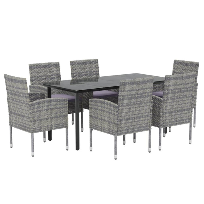Set da Pranzo da Giardino 7 pz Antracite con Cuscini Polyrattancod mxl 117433