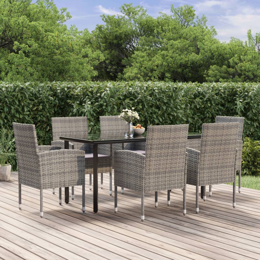 Set da Pranzo da Giardino 7 pz Antracite con Cuscini Polyrattancod mxl 117433