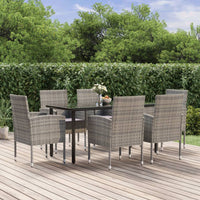 Set da Pranzo da Giardino 7 pz Antracite con Cuscini Polyrattancod mxl 117433