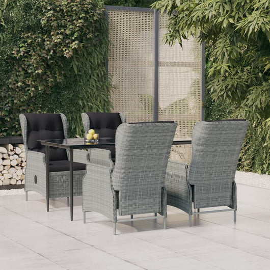 Set da Pranzo da Giardino 5 pz Grigio Chiaro in Polyrattan cod mxl 41211
