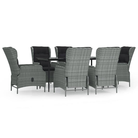 Set da Pranzo da Giardino 7 pz Grigio Chiaro in Polyrattan cod mxl 47604