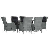 Set da Pranzo da Giardino 7 pz Grigio Chiaro in Polyrattan cod mxl 47604