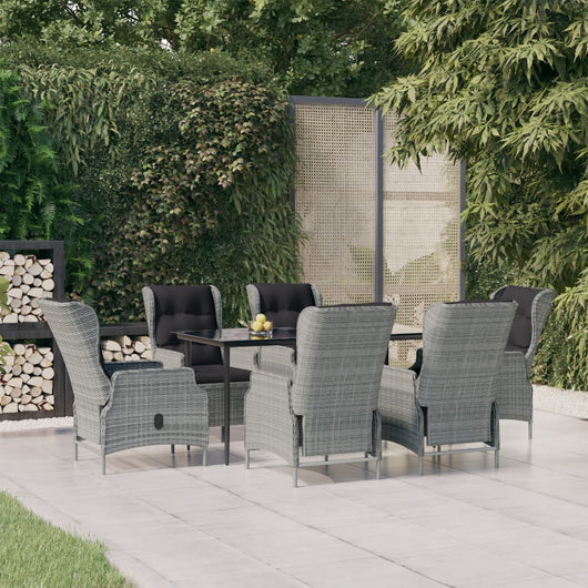 Set da Pranzo da Giardino 7 pz Grigio Chiaro in Polyrattan cod mxl 47604
