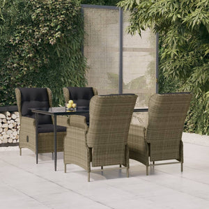 Set da Pranzo da Giardino 5 pz Marrone in Polyrattan cod mxl 43674