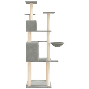 Albero per Gatti con Tiragraffi in Sisal Grigio Chiaro 166 cm 171724