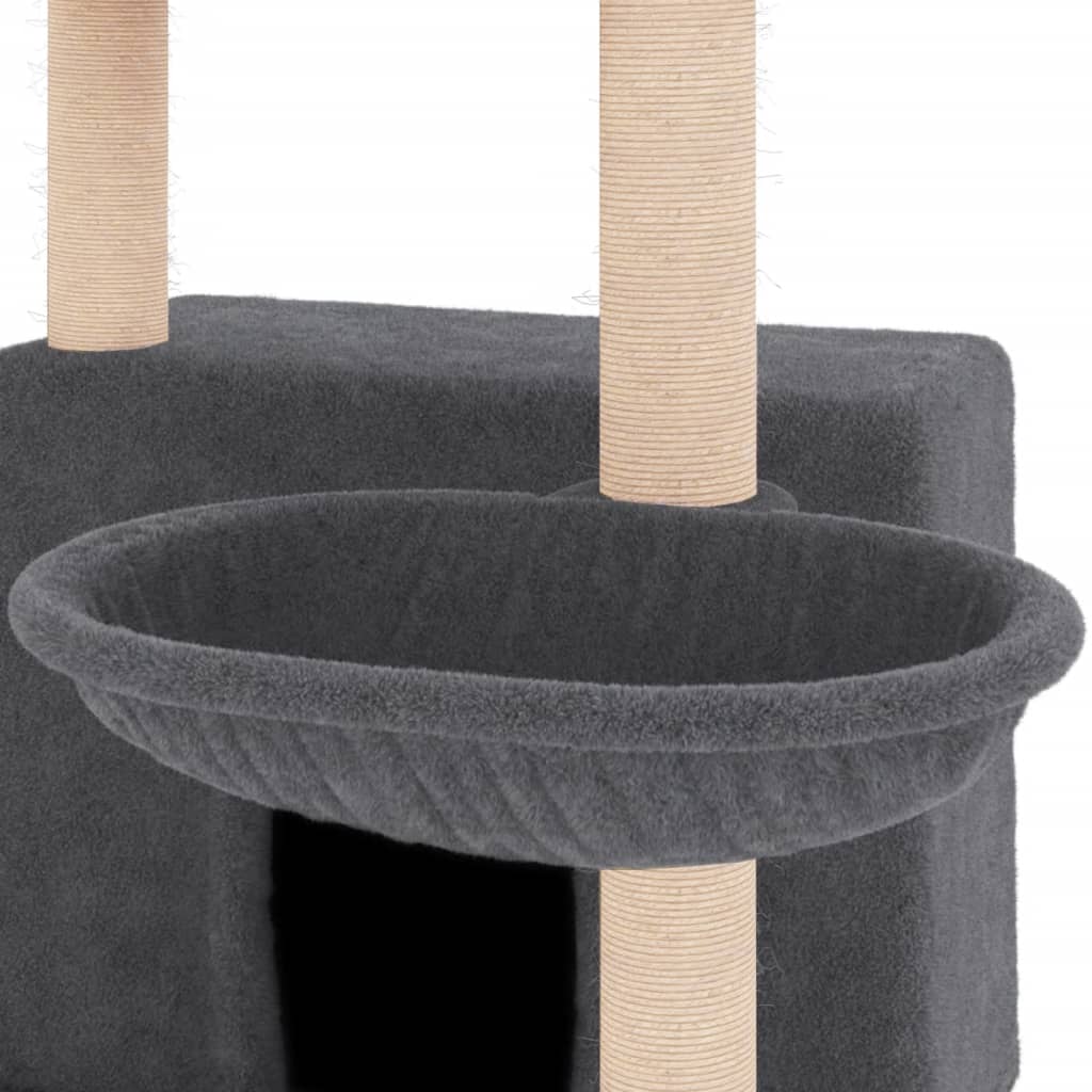 Albero per Gatti con Tiragraffi in Sisal Grigio Scuro 132 cm