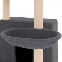 Albero per Gatti con Tiragraffi in Sisal Grigio Scuro 132 cm