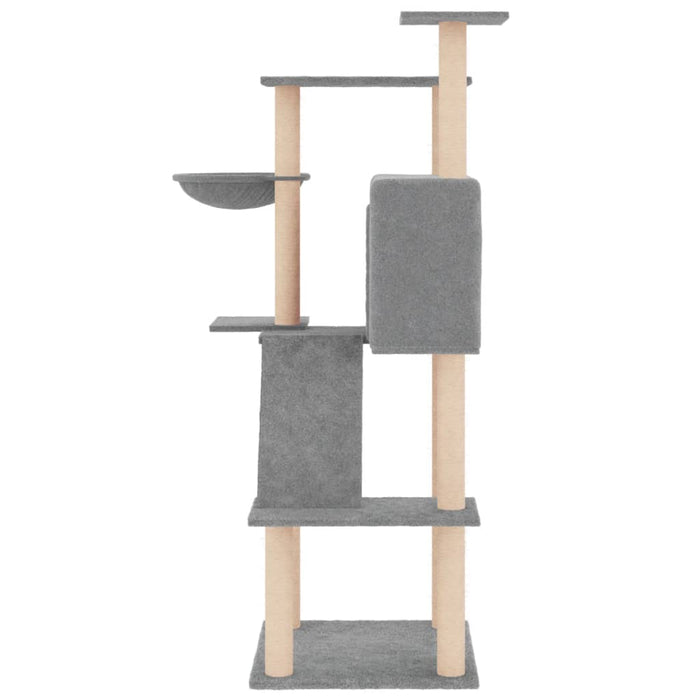 Albero per Gatti con Tiragraffi in Sisal Grigio Chiaro 143 cm 171730