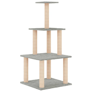 Albero per Gatti con Tiragraffi in Sisal Grigio Chiaro 111 cm 171733