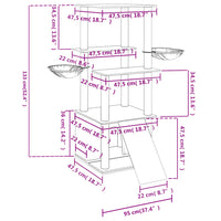 Albero per Gatti con Tiragraffi in Sisal Crema 133 cm