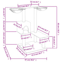 Tiragraffi per gatti mobile torre arrampicata giocattolo tiragraffi piattaforma da arrampicata con tiragraffi trasparente 82 cm grigio 02_0022725