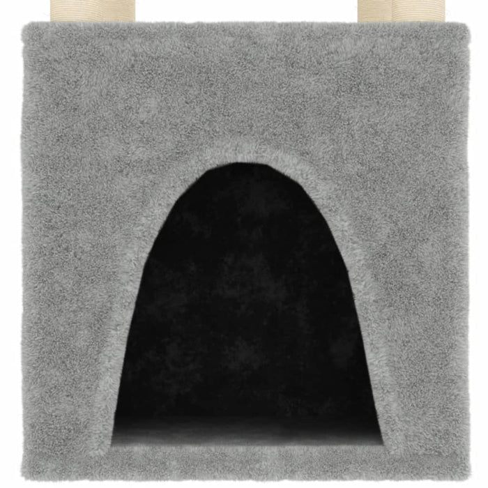 Tiragraffi per gatti Mobili per arrampicata su torre Tiragraffi piattaforma da arrampicata con tiragraffi in sisal leggero 147 cm grigio 02_0022571