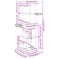 Albero per Gatti con Tiragraffi in Sisal Grigio Scuro 147 cm 171782