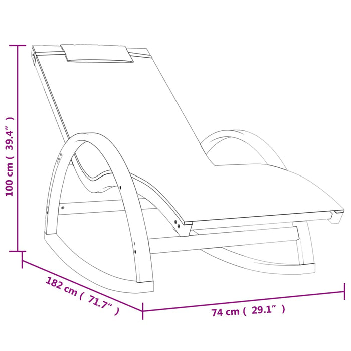 Sedia a Dondolo Grigia in Textilene e Legno Massello di Pioppo 363472