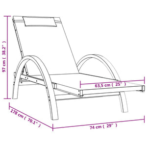 Lettino con Cuscino Grigio Textilene e Legno Massello di Pioppo 363473
