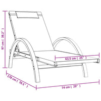 Lettino con Cuscino Grigio Textilene e Legno Massello di Pioppo