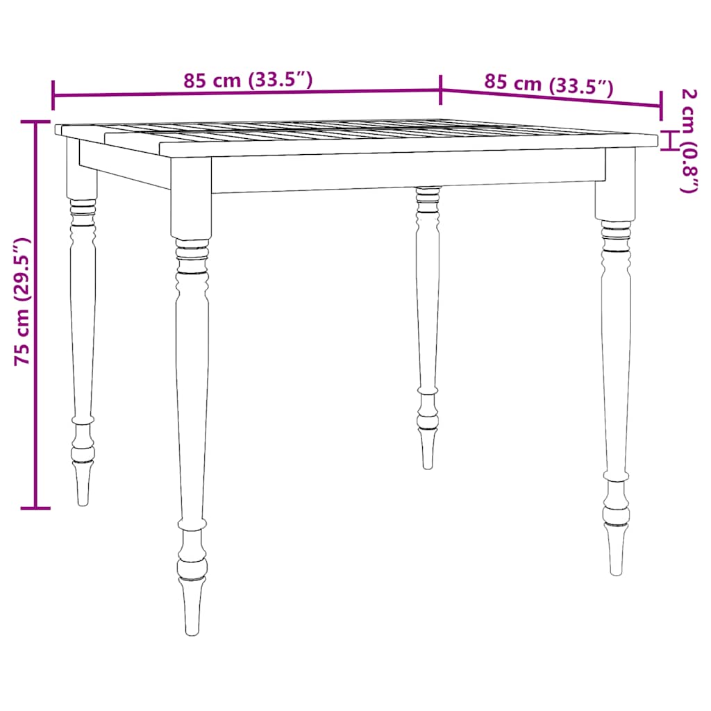 Set Pranzo da Giardino 3pz con Cuscini Bianchi Massello di Teak 3155978