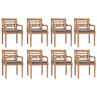 Set Pranzo Giardino 9pz con Cuscini Grigio Scuro Massello Teak 3155987