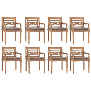 Set Pranzo Giardino 9pz con Cuscini Grigio Scuro Massello Teak 3155987