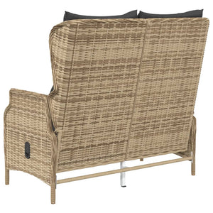 Panca da Giardino a 2 Posti con Cuscini in Polyrattan Marrone 362683