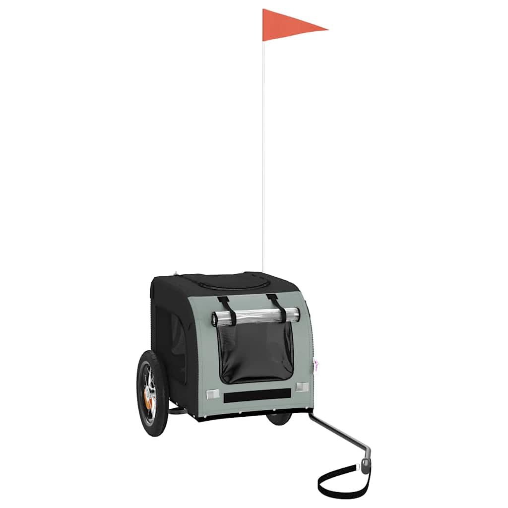 Rimorchio da Bici per Animali Grigio e Nero Oxford e Ferro 93825