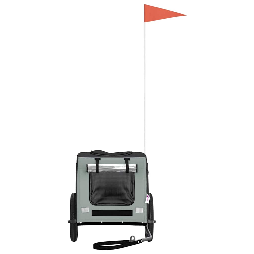 Rimorchio da Bici per Animali Grigio e Nero Oxford e Ferro 93825