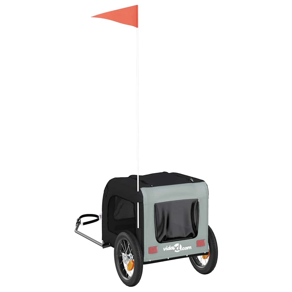 Rimorchio da Bici per Animali Grigio e Nero Oxford e Ferro 93825