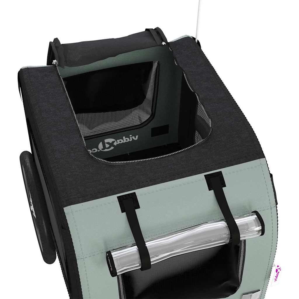 Rimorchio da Bici per Animali Grigio e Nero Oxford e Ferro 93825