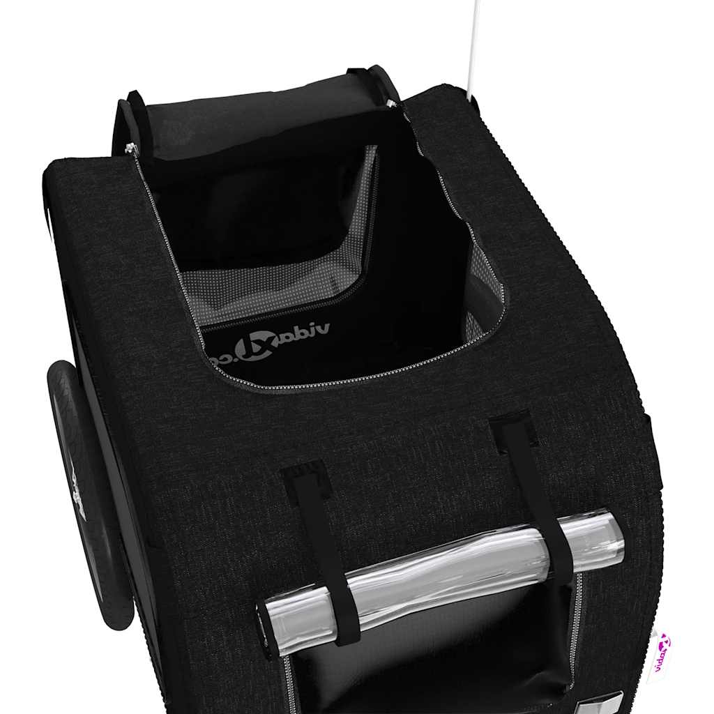Rimorchio da Bici per Animali Nero Oxford e Ferro 93828