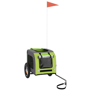 Rimorchio da Bici per Animali Verde e Grigio Oxford e Ferro