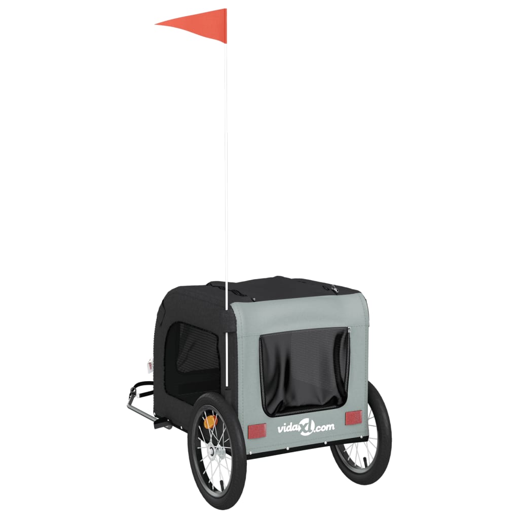Rimorchio da Bici per Animali Nero e Grigio Oxford e Ferro 93832