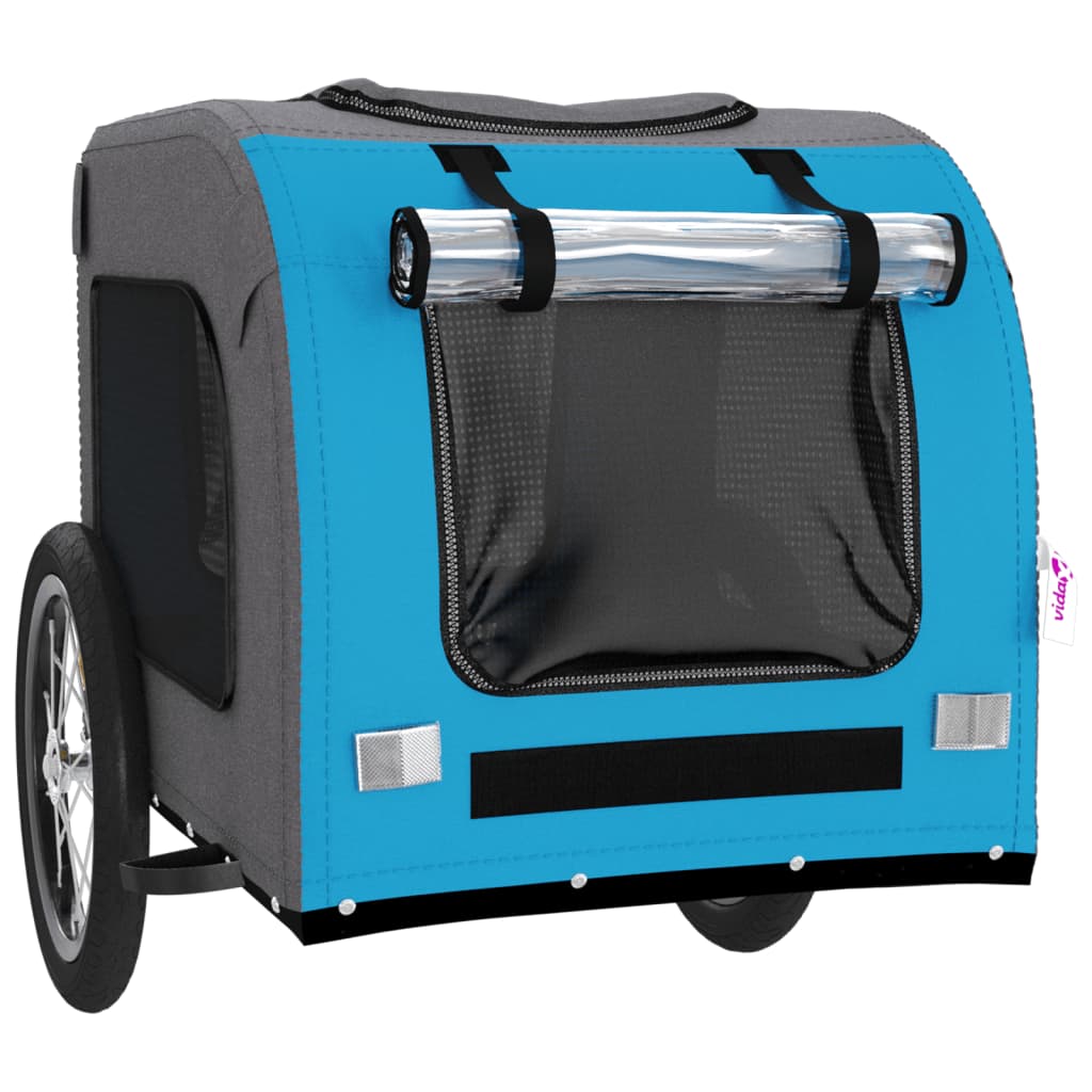 Rimorchio da Bici per Animali Blu e Grigio Oxford e Ferro 93834