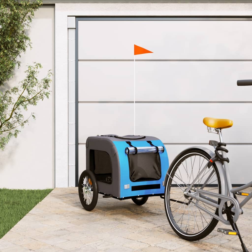 Rimorchio da Bici per Animali Blu e Grigio Oxford e Ferro 93834