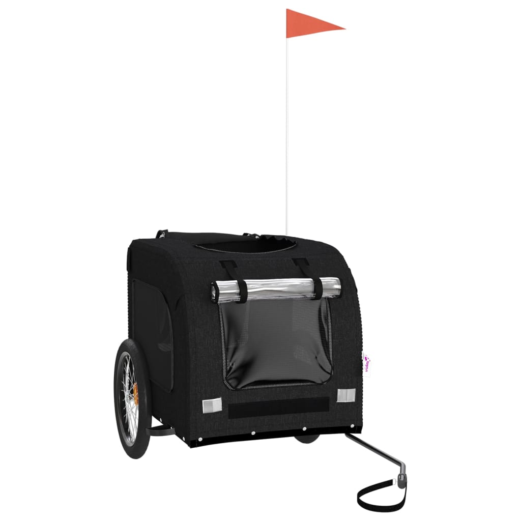 Rimorchio da Bici per Animali Nero Oxford e Ferro 93842