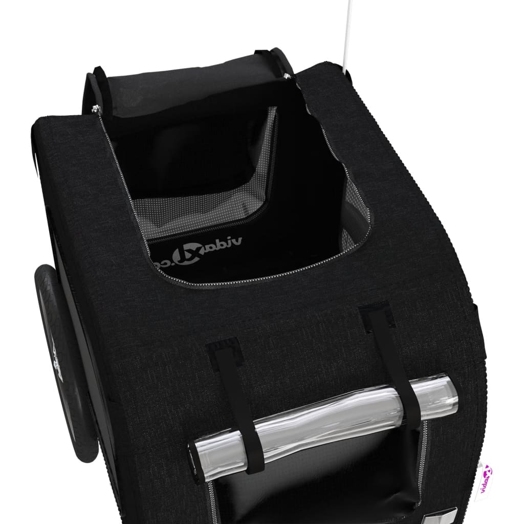 Rimorchio da Bici per Animali Nero Oxford e Ferro 93842