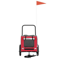 Rimorchio per Bicicletta per Cani Rosso e Grigio in Tessuto Oxford e Ferro 93845