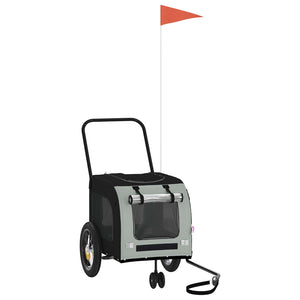 Rimorchio per bicicletta per animali domestici Grigio e Nero 93846