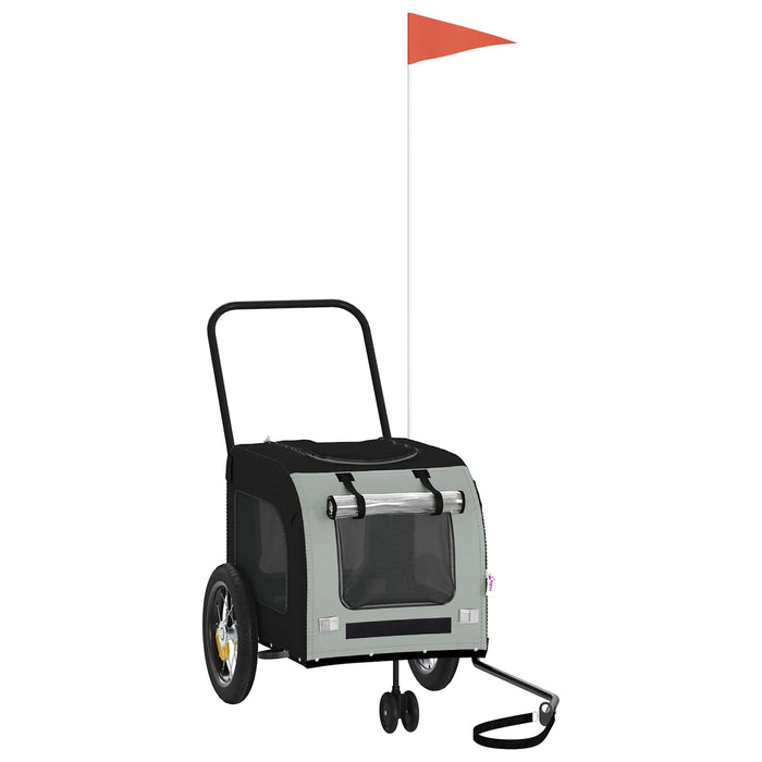 Rimorchio per bicicletta per animali domestici Grigio e Nero 93846