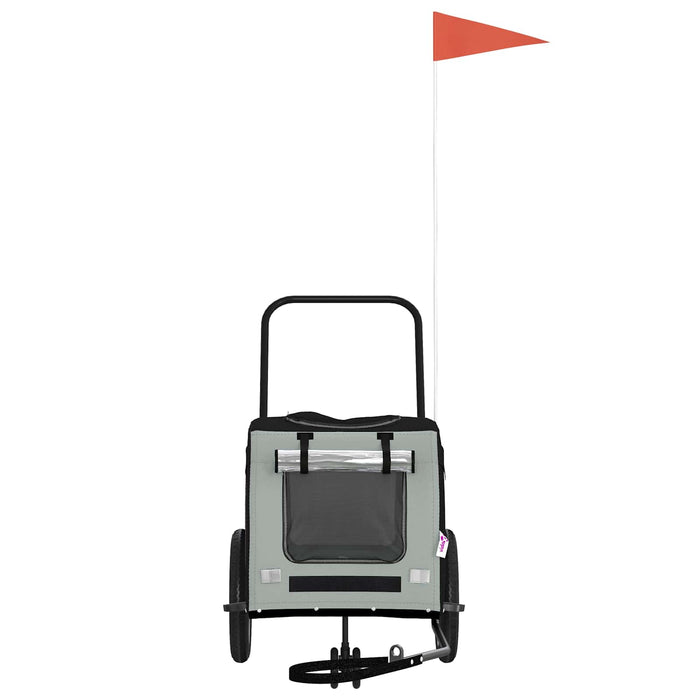 Rimorchio per bicicletta per animali domestici Grigio e Nero 93846