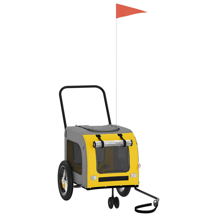 Rimorchio per bicicletta per animali domestici Giallo e Grigio 93847