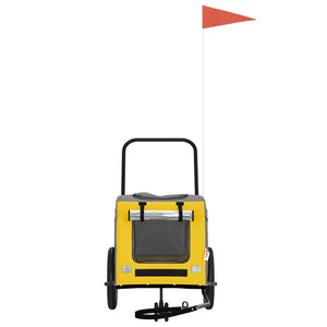 Rimorchio per bicicletta per animali domestici Giallo e Grigio 93847