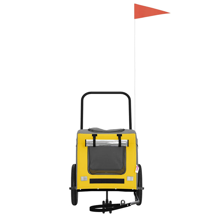 Rimorchio per bicicletta per animali domestici Giallo e Grigio 93847