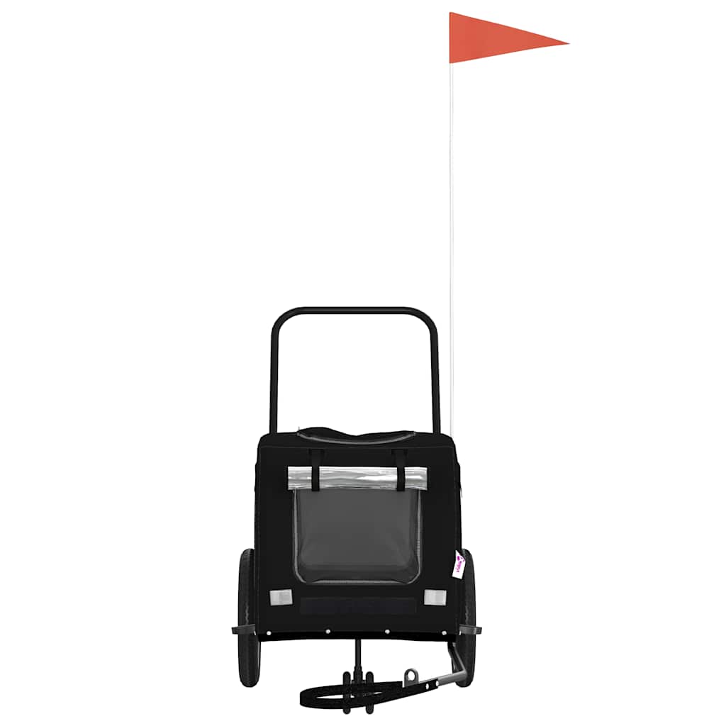 Rimorchio per Bici per Animali Nero in Oxford e Ferro 93849